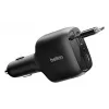 Belkin 75 W 2 portu ar izvelkamo USB-C kabeli automašīnas lādētājs — Kabelis (CCC001HQBK)