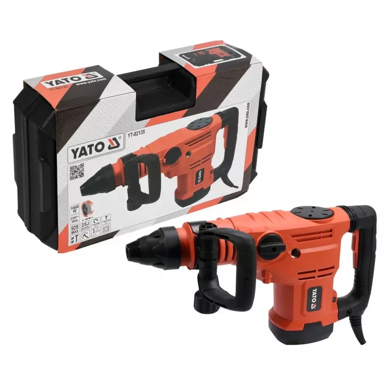 Rotējošais āmurs YATO YT-82135 1600 W SDS Max, 25 J trieciens, līdz 52 mm betona urbšanai