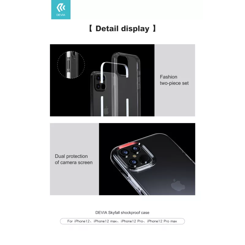 Aizsargājošs triecienizturīgs vāciņš Devia Skyfall iPhone 12 Pro Max, balts
