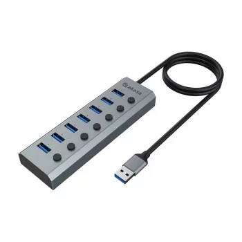 USB centrmezgls Akasa AK-HB-21BKCM Alumīnijs USB 3.2 Gen 1 5000 Mbit/s