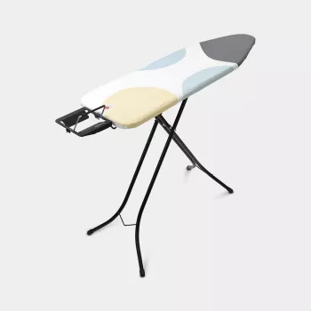 Piedurkņu gludināmais dēlis Brabantia Ironing Board B Kokvilnas pārvalks Tvaika gludeklis 1240x380mm