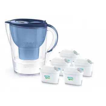 Ūdens filtrēšanas krūze BRITA Marella XL ar 5 MAXTRA PRO kasetnēm, zila