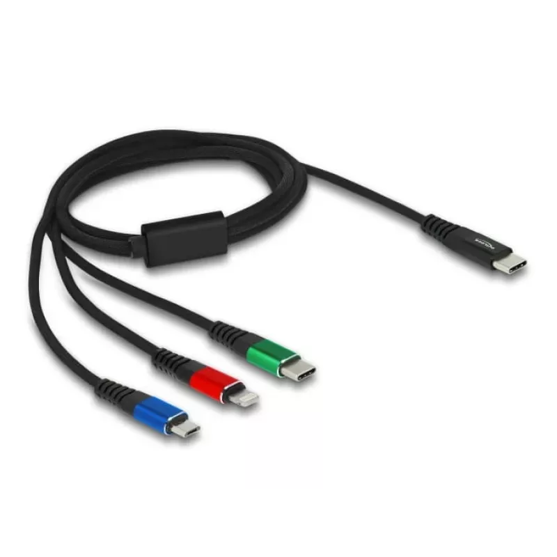 DeLOCK USB lādēšanas kabelis 3 vienā USB Type-C uz Lightning Micro USB 1 m