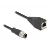 DeLOCK M12 adaptera kabelis D‑kodēts 4 kontaktu vīrišķais uz RJ45 sievišķo 50 cm
