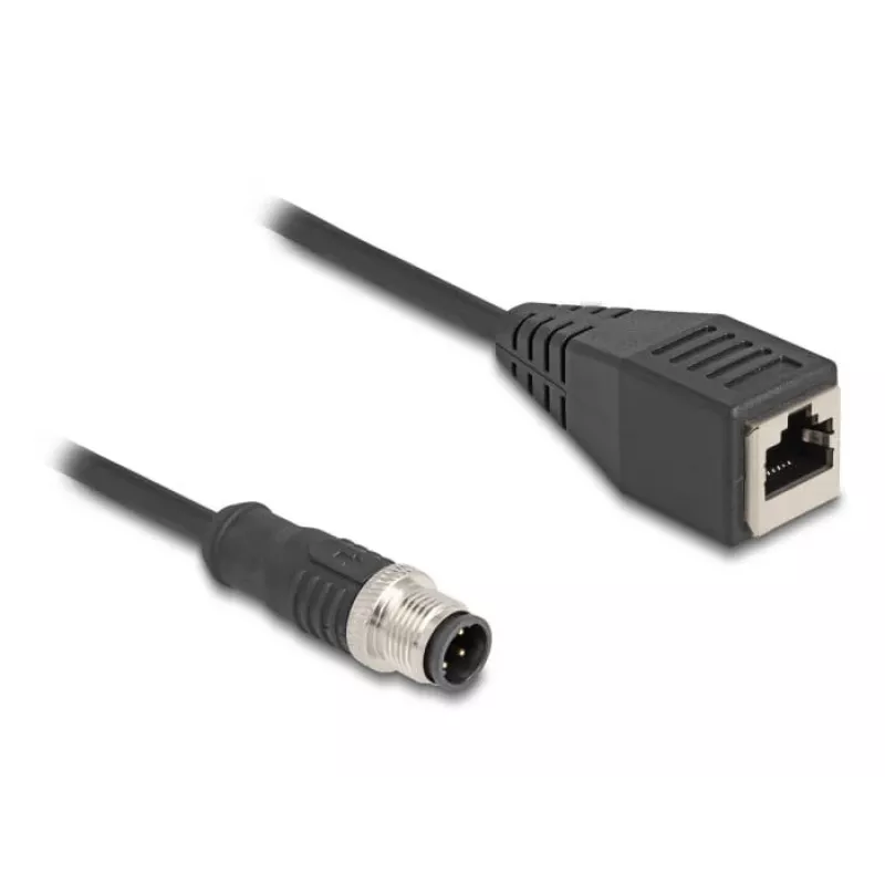 DeLOCK M12 adaptera kabelis D‑kodēts 4 kontaktu vīrišķais uz RJ45 sievišķo 50 cm