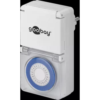 Goobay analogais taimera slēdzis IP44, balts – precīza un vienkārša elektronisko ierīču vadība (73289)