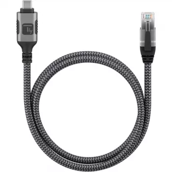 Techly ICOC U3C-RJ45-010 tīkla kabelis sudraba, melns 1 m Cat6 F/UTP (FTP)