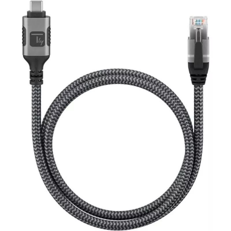 Techly ICOC U3C-RJ45-010 tīkla kabelis sudraba, melns 1 m Cat6 F/UTP (FTP)