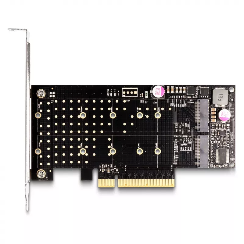 DeLOCK PCI Express x8 karte uz 2 iekšējiem NVMe M.2 Key M bifurcētiem slotiem Low Profile