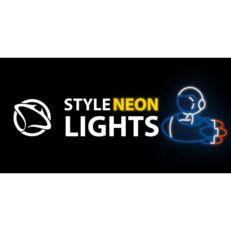 Dekoratīvā neona gaisma MANTA SNL90MT Style Neon Lights — Astronauts uz raķetes motīvs