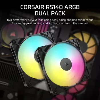 Ventilators Corsair RS140 ARGB 14 cm melns 330-1700 RPM