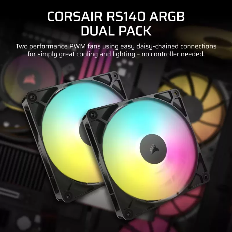 Ventilators Corsair RS140 ARGB 14 cm melns 330-1700 RPM