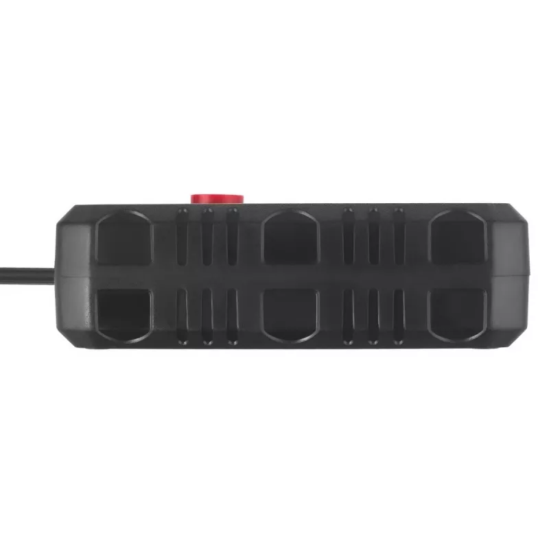 Strāvas sadalītājs MACLEAN MCE388 B — 2 maiņstrāvas rozetes, 3×USB A, 110–120V 50/60Hz, 2500W, 3 m kabelis, melns