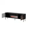 TV skapis cama meble CORTINA 180x40x60 cm melns/riekstkoks ar melnu elektrisko kamīnu