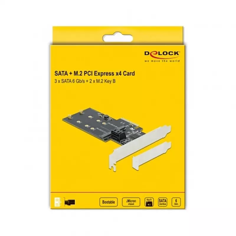 SATA un M.2 PCI Express karte DeLOCK 3 portu SATA un 2 slotu M.2 Key B