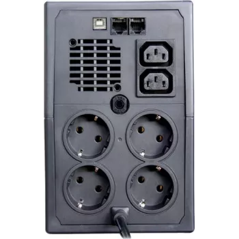 ORVALDI ID2K0CH Line-Interactive 2 kVA / 1200 W bezpārtraukuma barošanas avots, 24 V, 9 Ah akumulatori, LCD, USB, kompakts melns