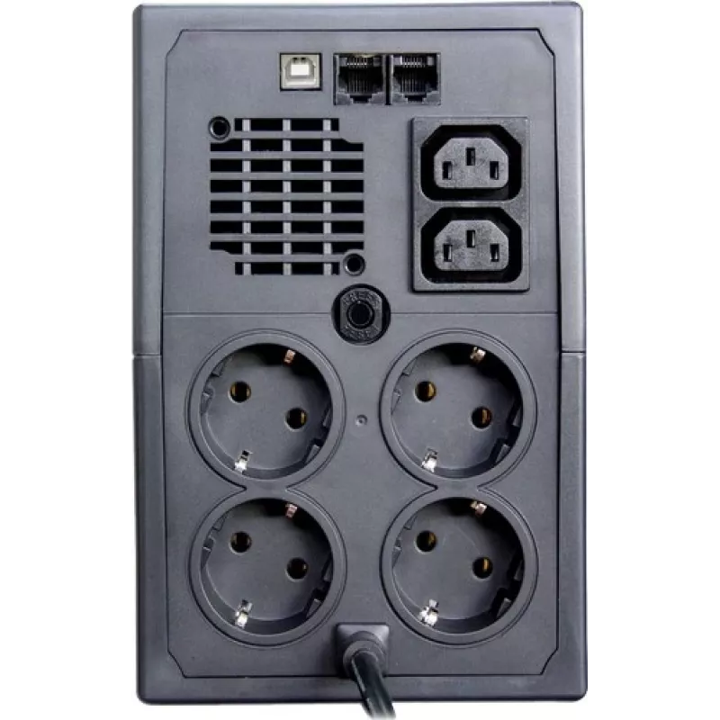 ORVALDI ID2K0CH Line-Interactive 2 kVA / 1200 W bezpārtraukuma barošanas avots, 24 V, 9 Ah akumulatori, LCD, USB, kompakts melns