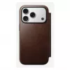 Mobilā tālruņa vāciņš Nomad Modern Leather Folio iPhone 17 Pro, āda/alumīnijs, 16 cm (6,3 collas) brūns, 4 karšu kabatas