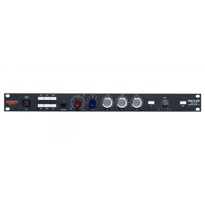 Audio priekšpastiprinātājs WARM AUDIO WA73-EQ — vienkanālu, melna krāsa, 20–20 000 Hz, 1200 Ω ieeja, 115/230 V