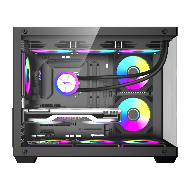 Datorkorpuss DarkFlash B275 PRO (melns) ar 6 iekļautiem dzesēšanas ventilatoriem