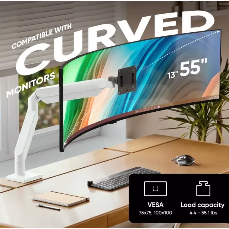 Monitora statīvs ONKRON G110-BG 1 displejam 15 kg, līdz 106,7 cm (42 collas), VESA 75x75–100x100, skava/caurlaide, melns/pelēks