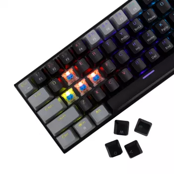 Mehāniskā spēļu tastatūra White Shark Wakizashi GK-002121V2 — melns/pelēks rāmis, US zilie slēdži