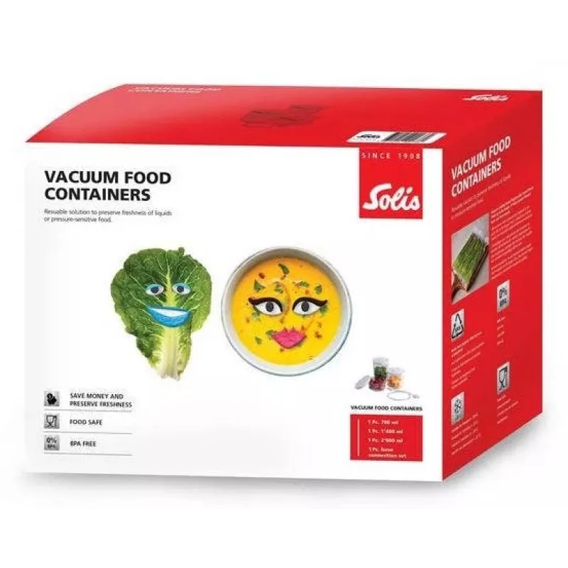 Vakuuma pārtikas trauku komplekts Solis 92278 — sešstūra 700 ml, 1,4 l, 2 l, balts/caurspīdīgs, piemērots ledusskapim un saldētavai