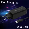 GaN klēpjdatoru lādētājs QOLTEC 52419 65W USB-C PD 5V/20V 3A/3.25A, 220–240V, 1,8 m kabelis, melns