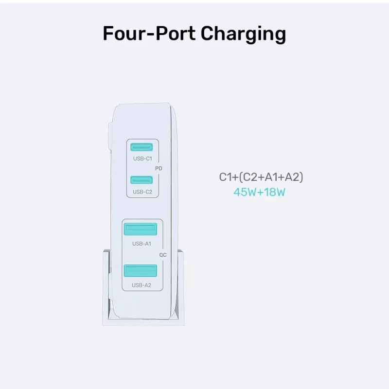 Galda lādētājs Unitek P1228AWH01-EU 70W 2×USB-A 2×USB-C