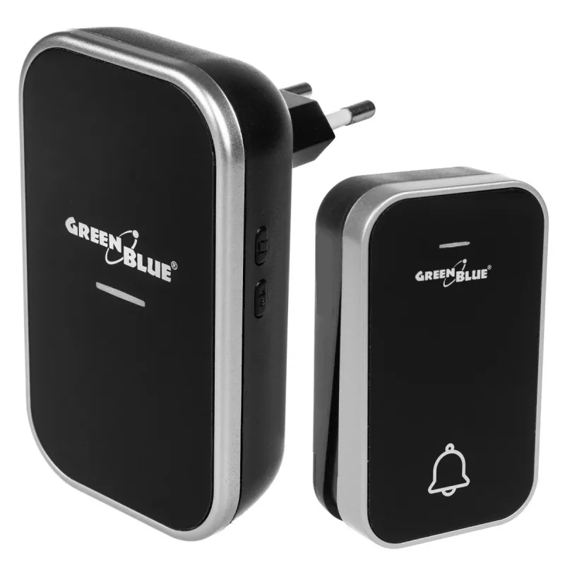GreenBlue GB157 B Kinetic akumulators-free Wireless Dorr Bell, Melodies, Melns, Range up to 200m, IP44