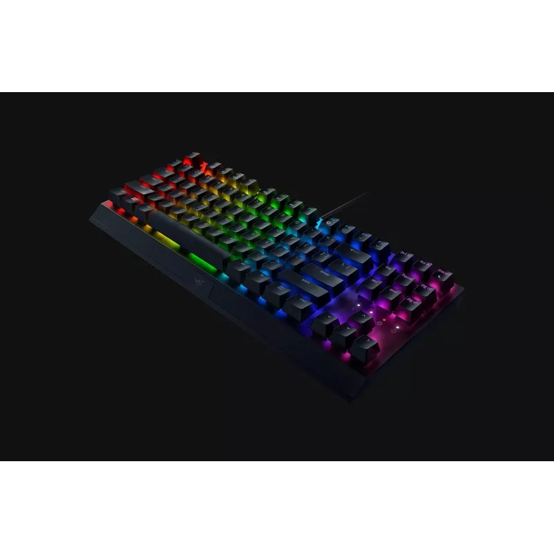 Mehāniskā spēļu tastatūra Razer MelnsWidow V3 Tenkeyless — USB, QWERTY US, Razer dzeltena slēdži, RGB apgaismojums, melna