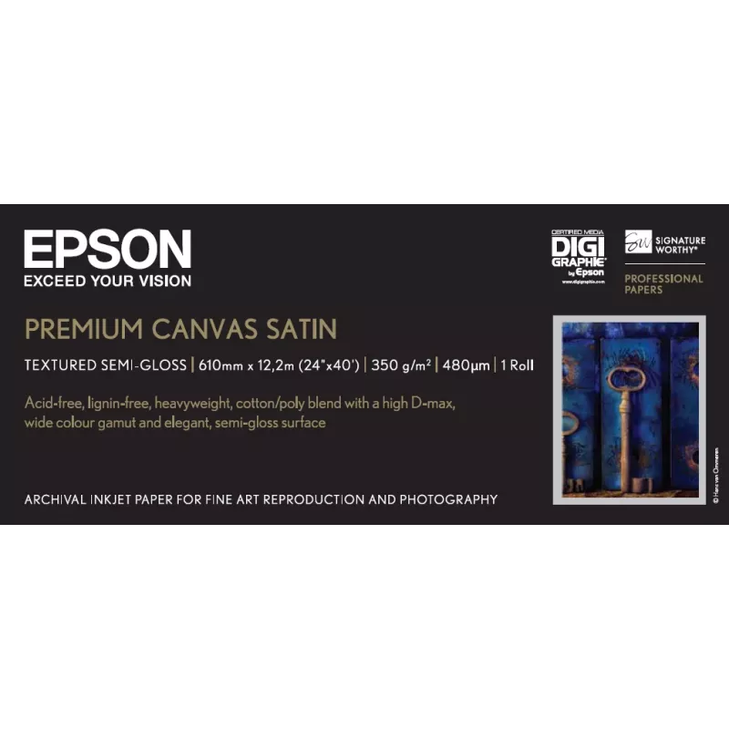 Epson Premium Canvas Satin, 24 collas x 12,2 m, 350 g/m²