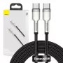 USB‑C uz USB‑C kabelis Baseus Cafule Metal — 2 m, 100 W uzlāde, USB 2.0 (480 Mbps), ar cinku pārklāti kontakti, melns