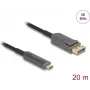 Aktīvais optiskais kabelis DELOCK USB-C uz DisplayPort 20 m, modelis 81607