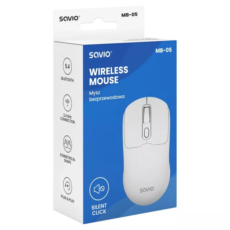 Savio MB-05 pele Universāla Piemērota abām rokām Bluetooth 1600 DPI