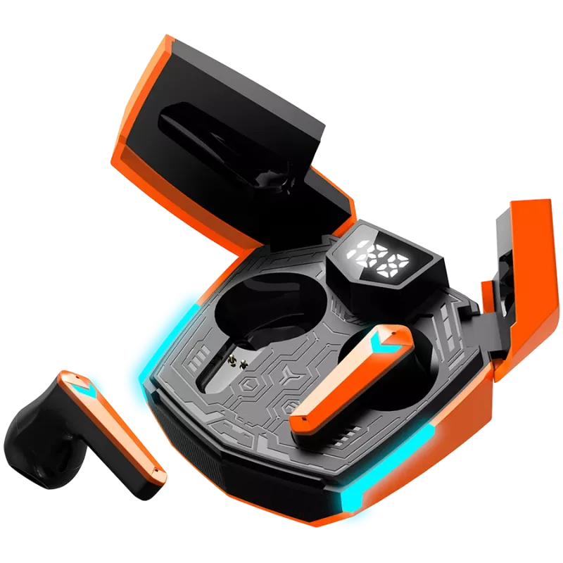 Canyon GTWS-2 Bezvadu austiņas ar auss āķi spēlēm USB Type-C Bluetooth uzlādes doks oranžs (CND-GTWS2O)