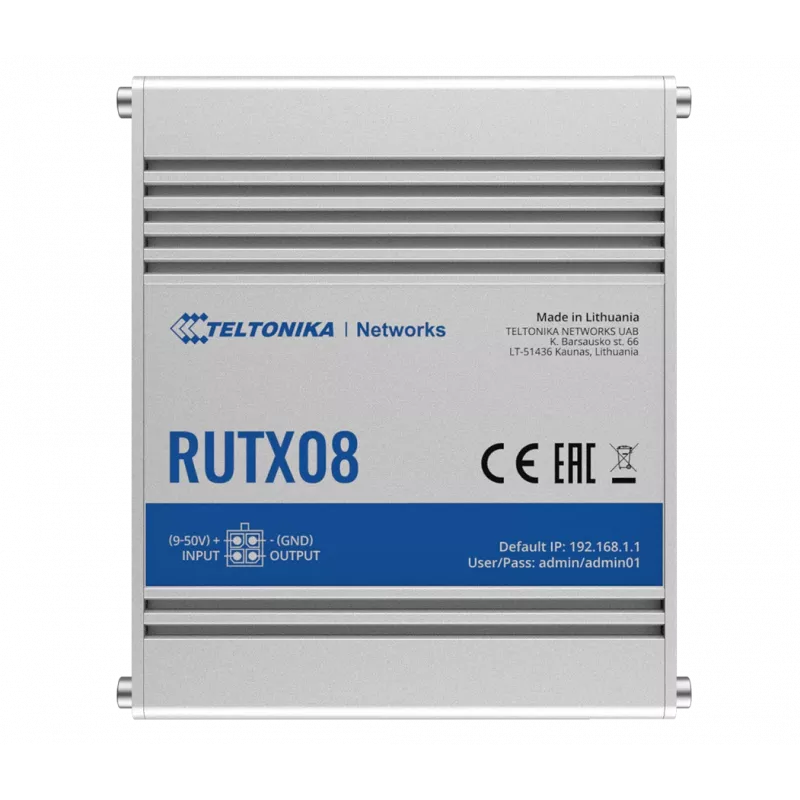 Teltonika RUTX08 vadu maršrutētājs Gigabit Ethernet Nerūsējošais tērauds