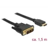 Video kabeļa adapteris DeLOCK 85583 1.5m DVI-D HDMI Type A Melns