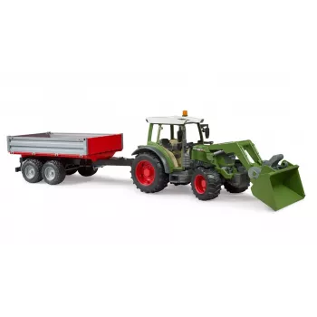 Rotaļu traktors BRUDER Fendt Vario 211 ar priekšējo iekrāvēju un sānu piekabi