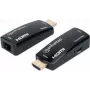 Manhattan 1080p@60Hz kompakts HDMI pa Ethernet pagarinātāja komplekts, pagarina signāla attālumu līdz 60 m, izmantojot vienu Cat6 Ethernet kabeli, iekļauts raidītājs un uztvērējs, barošana pa kabeli, īpaši plāns dizains, trīs gadu garantija, melns