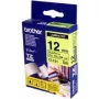 Brother Gloss Laminated Labelling Tape - 12mm, Melns/dzeltena līmlentes kasetne TZ