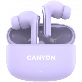 Canyon TWS-9 CNS-TWS9P Austiņas – patiesi bezvadu – Bluetooth 5.4 – Iekšauss – 6h + 30h darbības laiks – USB-C uzlādes futrālis – Skārienvadība – ceriņkrāsa