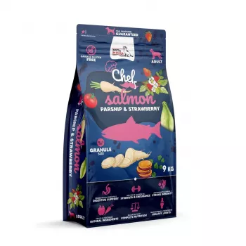 SYTA MICHA Chef lasis, pastinaks un zemenes - sausā suņu barība - 9kg