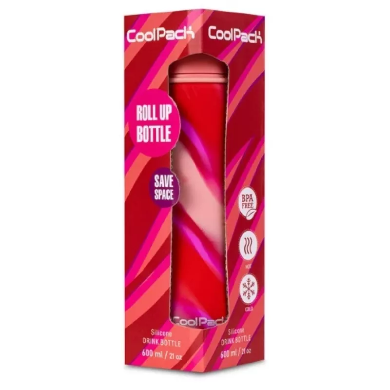 COOLPACK Silikona ūdens pudele Pump 600 ml Meitenēm Rozā