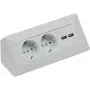 ChiliTec kontaktligzdu bloks 2-virzienu+2xUSB Sudraba 230V maks.16A 18x18x8cm (22141)