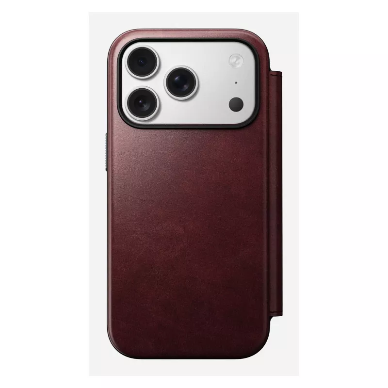 Mobilā tālruņa vāciņš Nomad Modern Leather Folio priekš Apple iPhone 17 Pro, 6,3 collas (16 cm), ādas, bordo