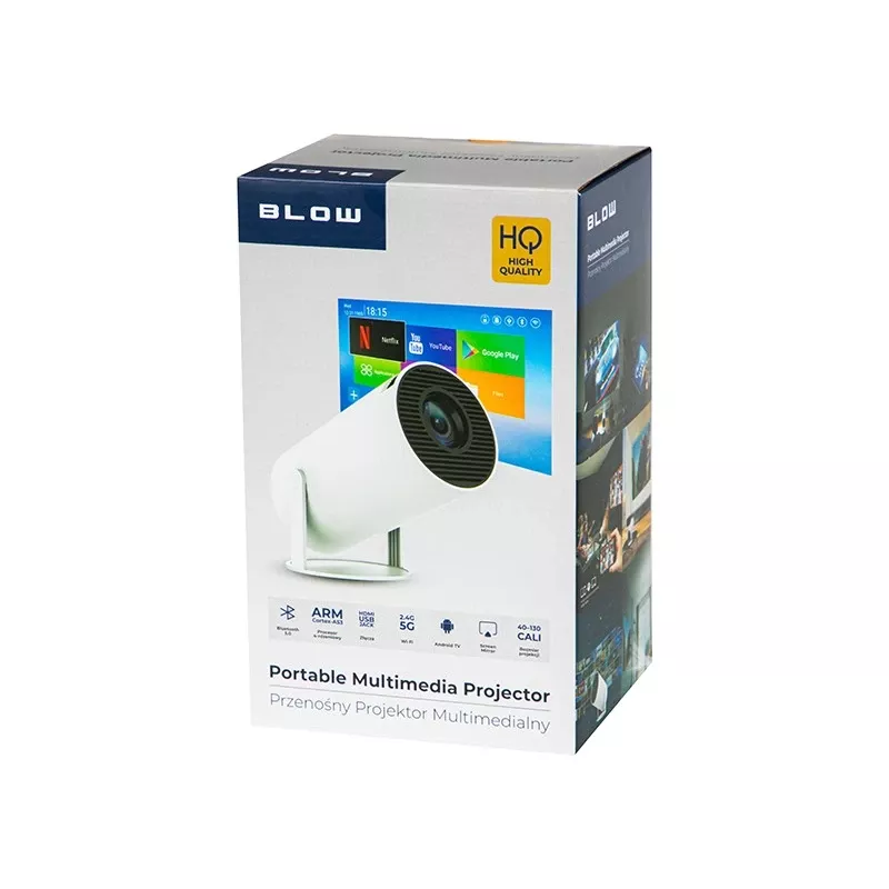 Projektors HY300 Pro LED ar WiFi, tālvadības pulti, Android TV, 130 collas, 4K Full HD