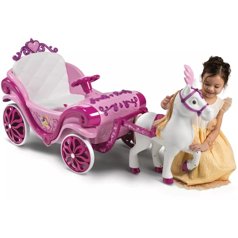 Huffy Electric Disney Princess kariete ar zirgu 6 V rozā