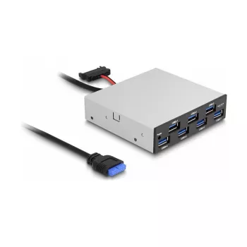 DeLOCK 64207 USB centrmezgls 5000 Mbit/s Melns Pelēks