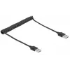 Spirālveida kabelis DeLOCK EASY-USB 2.0 Type-A vīr. – Type-A vīr. 0,5m līdz 0,8m melns